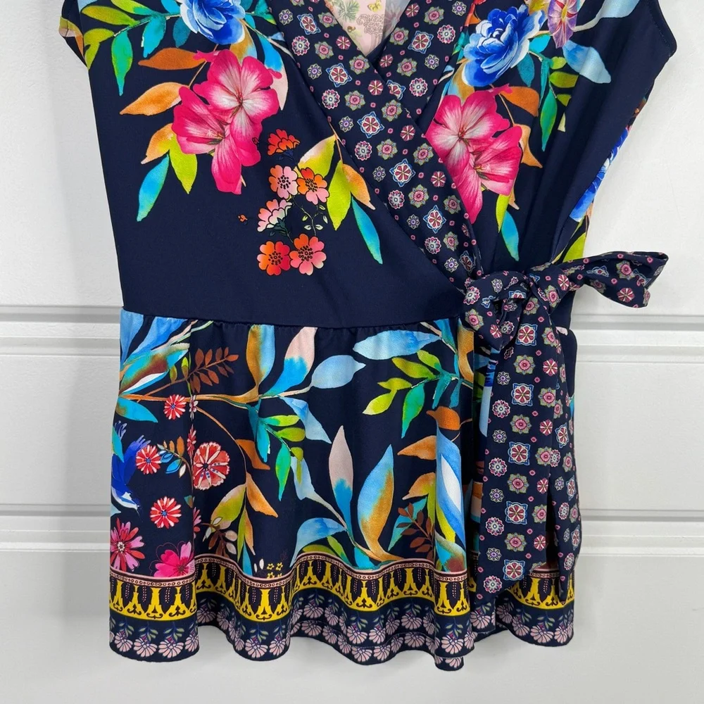 JOHNNY WAS Ocean Dreamer Tankini Wrap Top NEW Size S